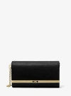 Michael Kors Mona Large Saffiano Leather Clutch In Black