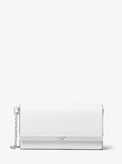 Michael Kors Mona Large Saffiano Leather Clutch In White