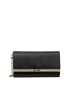 Michael Kors Mona Leather Large Clutch In Black