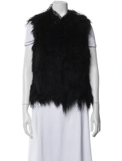 Pre-owned Michael Kors Mongolian Lamb Vest In Black