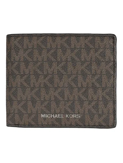 Michael Kors Monogram Bi-fold Wallet In Brn Blk