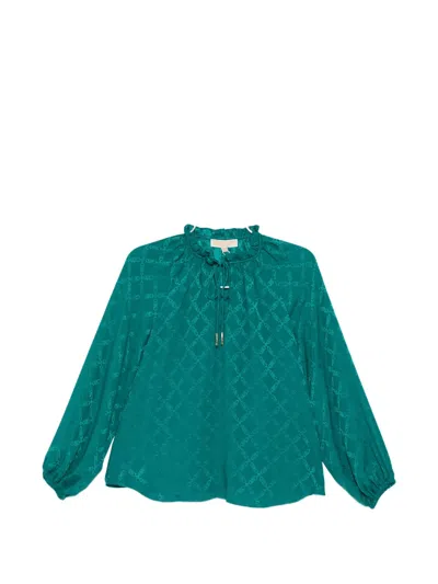 Michael Kors Monogram Blouse In Green