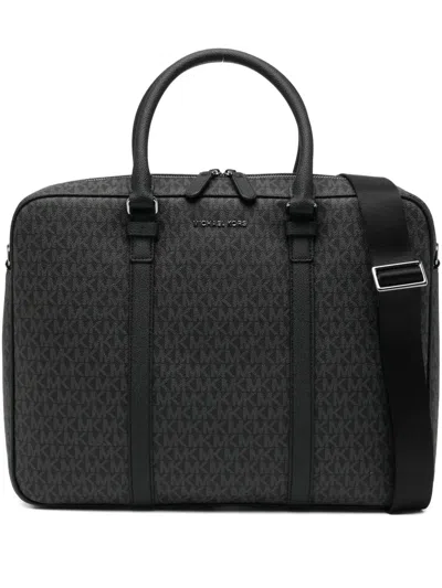 Michael Kors Monogram Briefcase In Black