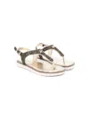 Michael Kors Monogram Buckled Thong Sandals In Neutral