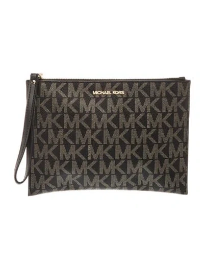 Pre-owned Michael Kors Monogram Clutch In Black