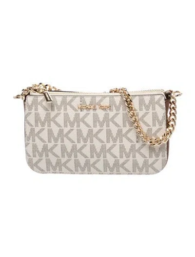 Pre-owned Michael Kors Monogram Clutch In Neutral