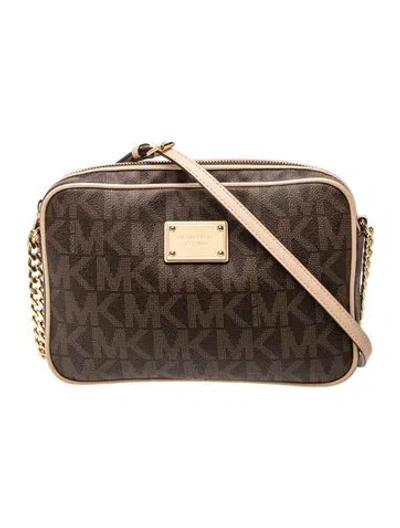 Pre-owned Michael Kors Monogram Crossbody Bag In Brown