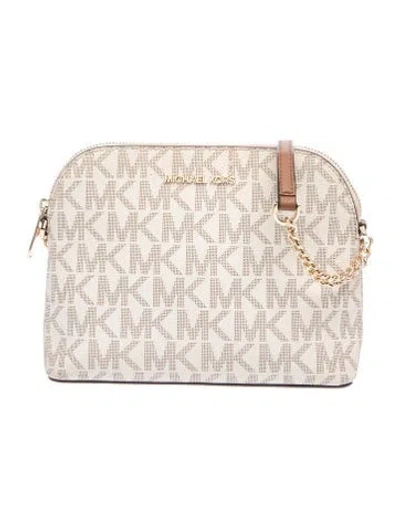 Pre-owned Michael Kors Monogram Crossbody Bag In Neutral