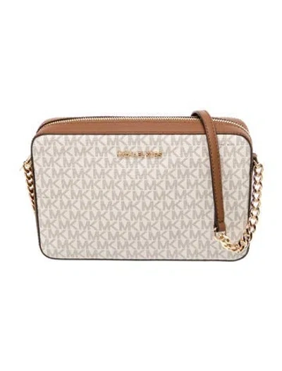 Pre-owned Michael Kors Monogram Crossbody Bag W/ Tags In Neutral