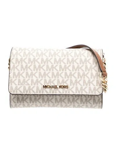 Pre-owned Michael Kors Monogram Crossbody Bag W/ Tags In Neutrals