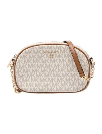 Pre-owned Michael Kors Monogram Crossbody Bag In White
