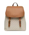 Michael Kors Monogram Flap Backpack In White