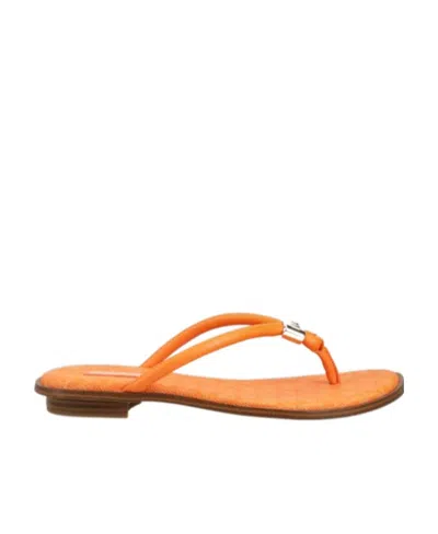 Michael Kors Monogram Flat Sandals In Orange