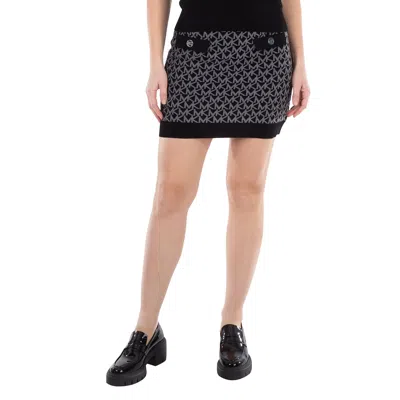 Michael Kors Monogram Jacquard Knitted Skirt In Black