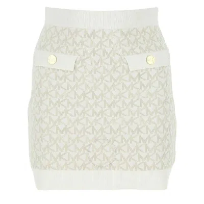 Michael Kors Monogram Jacquard Knitted Skirt In Beige