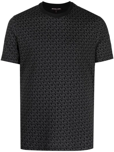 Michael Kors Monogram Jacquard T-shirt In Black