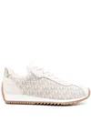 Michael Kors Monogram Lace-up Sneakers In White