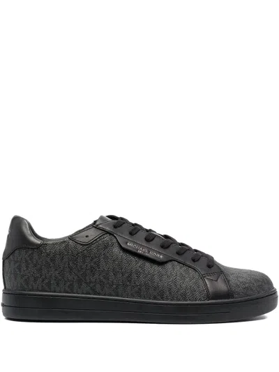 Michael Kors Monogram Print Round Toe Flat Sole Sneakers In Multi