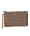 Michael Kors Monogram Leather Clutch Bag In Brown