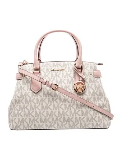 Pre-owned Michael Kors Monogram Lynn In Pink/white