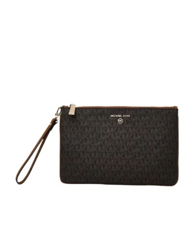 Michael Kors Monogram-pattern Clutch Bag In Black