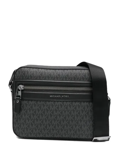 Michael Kors Monogram-pattern Shoulder Bag In Black