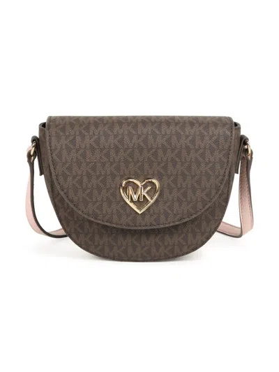 Michael Kors Kids' Monogram-pattern Shoulder Bag In Brown