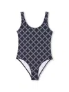 Michael Kors Monogram-pattern Swimsuit In Blue