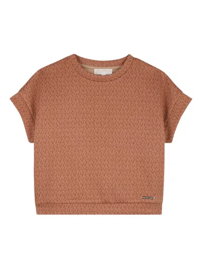 Michael Kors Kids' Monogram-pattern T-shirt In Brown