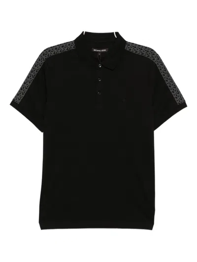 Michael Kors Monogram Polo Shirt In Black