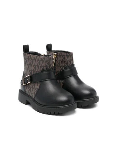 Michael Kors Kids' Monogram-print Ankle Boots In Black