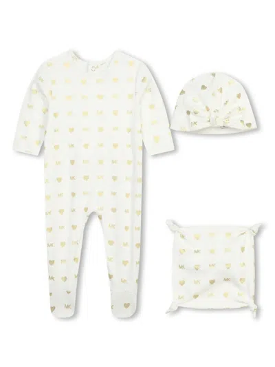 Michael Kors Monogram-print Cotton Babygrow Set In White