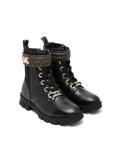 Michael Kors Kids' Monogram-print Lace-up Boots In Multi