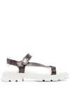 Michael Kors Monogram-print Leather Sandals In Braun