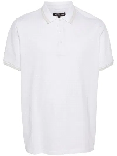 Michael Kors Monogram-print Polo Shirt In White