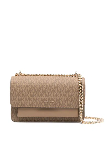 Michael Kors Monogram-print Shoulder Bag In Brown