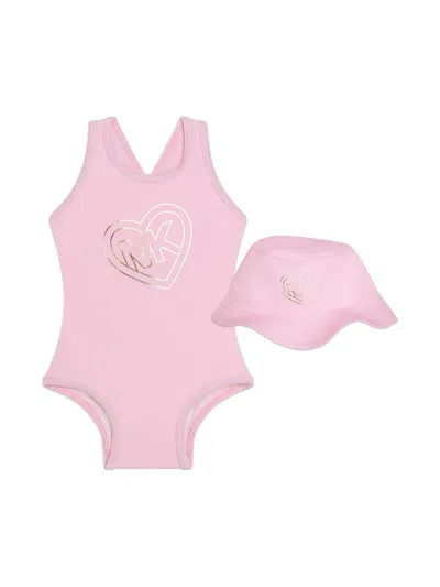 Michael Kors Babies' Monogram-print Swimsuit In Pink