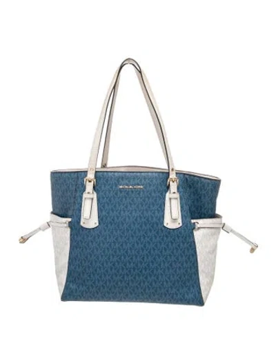 Pre-owned Michael Kors Monogram Shoulder Bag In Blue