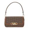 Michael Kors Monogram Shoulder Bag In Brown
