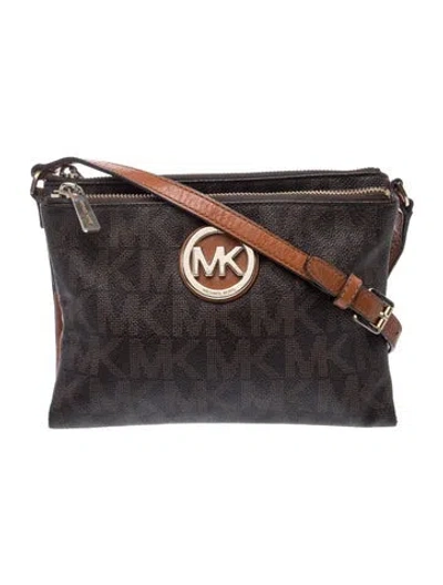 Pre-owned Michael Kors Monogram Shoulder Bag In Brown