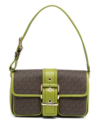 Michael Kors Monogram Shoulder Bag In Green