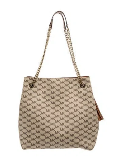 Pre-owned Michael Kors Monogram Shoulder Bag In Neutral