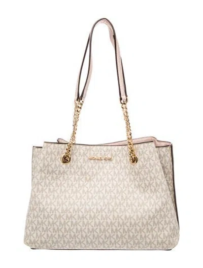 Pre-owned Michael Kors Monogram Shoulder Bag In Neutrals