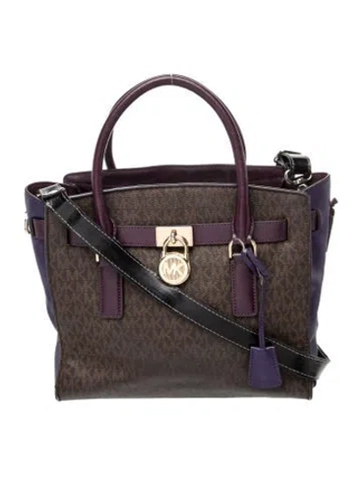 Pre-owned Michael Kors Monogram Top Handle Bag In Brown