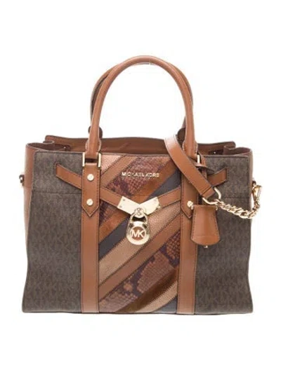 Pre-owned Michael Kors Monogram Top Handle Bag In Brown