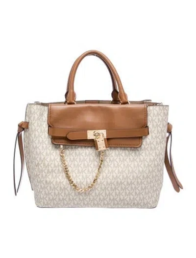 Pre-owned Michael Kors Monogram Top Handle Bag In Neutral