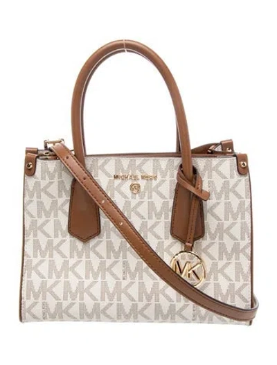 Pre-owned Michael Kors Monogram Top Handle Bag In Neutral