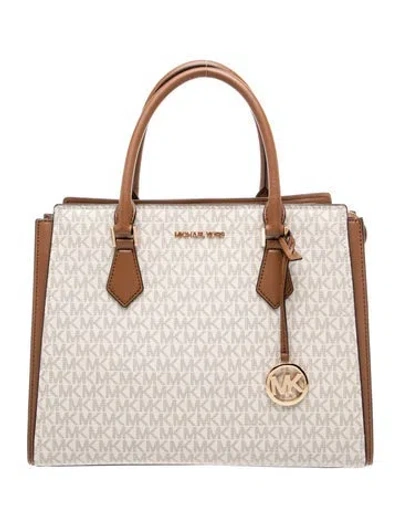 Pre-owned Michael Kors Monogram Top Handle Bag In Neutral