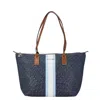 Michael Kors Monogram Tote Bag Navy Brown In Blue