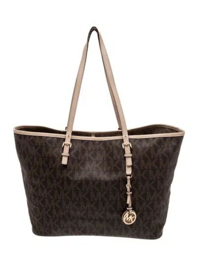 Pre-owned Michael Kors Monogram Tote In Brown